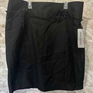 Harve Benard Black Pinstripe Skirt Beaded Waist Detail‎ Women's